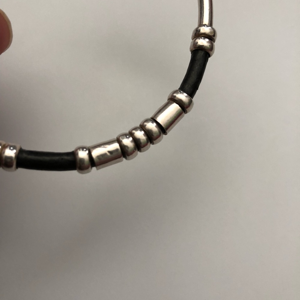 Silver Handmade Black Detail Bangle - Picture 2 of 8